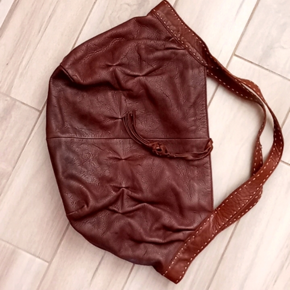 j.jill Brown Pebbled Leather Large Tote Bag. Size 10x14